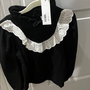 Janie and Jack Black Top with White Lace- new with tags!